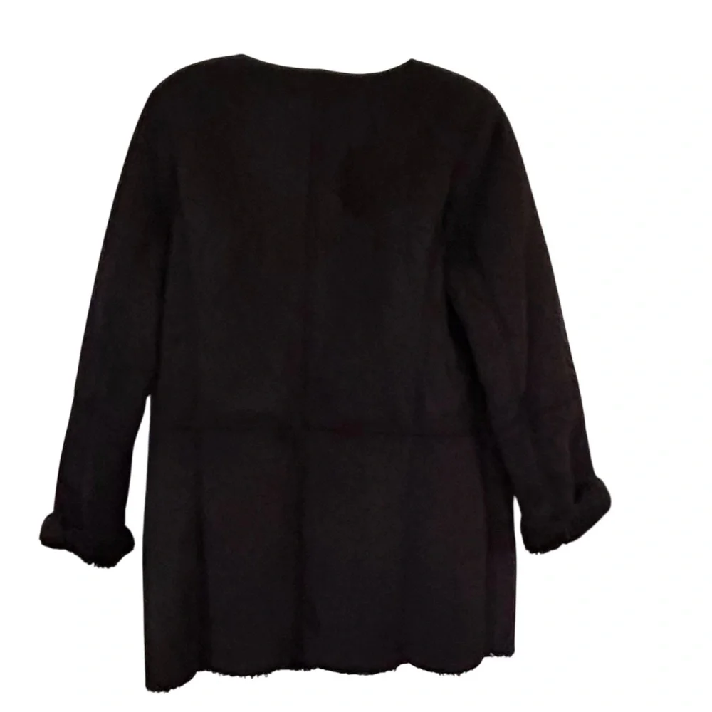 Banana Republic Faux Suede faux Shirling Zipper Front Collar-less Coat XL